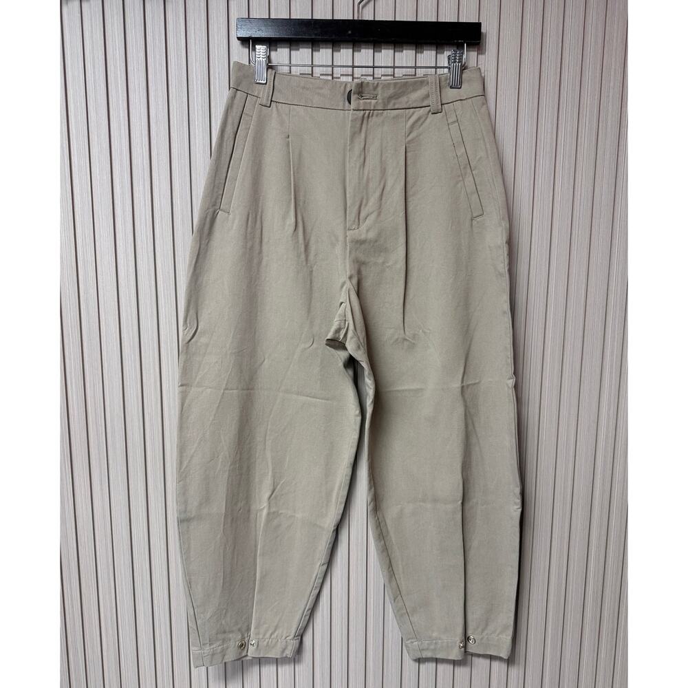 Zara High Waisted Tapered Pants Beige Size US M